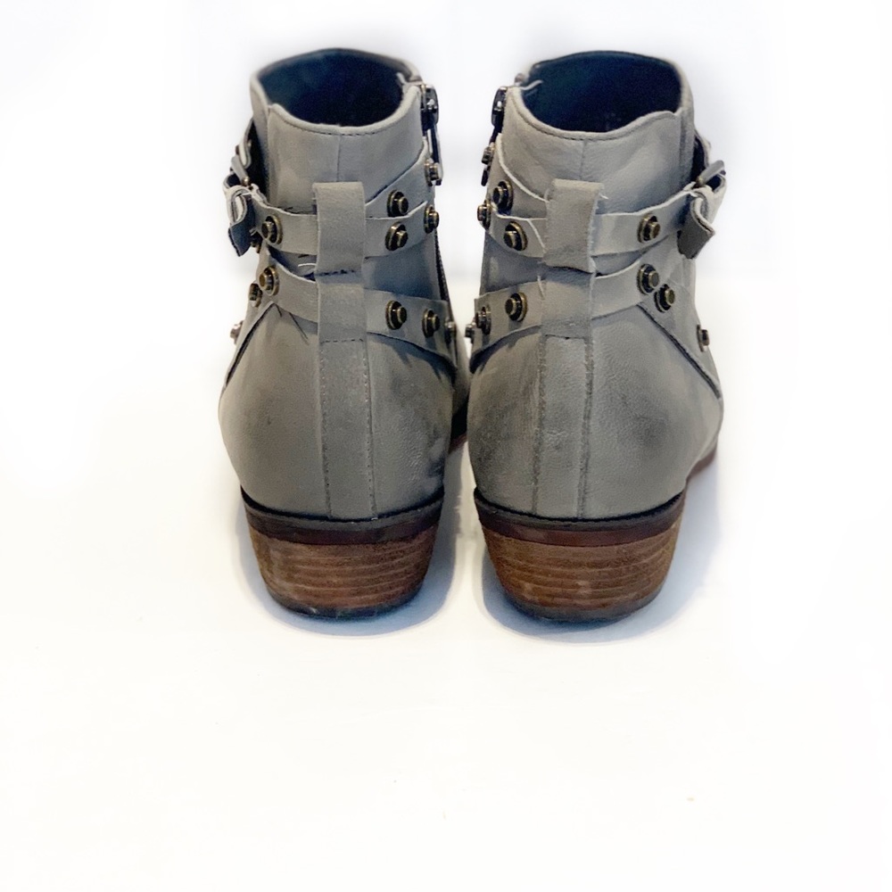 SOLDHalogen Lidia Gray Leather Studded Ankle Boots - Picture 4 of 8